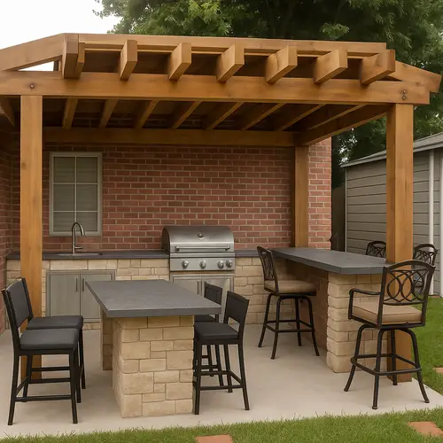 Stylish Outdoor Kitchen with Bar Height Seating