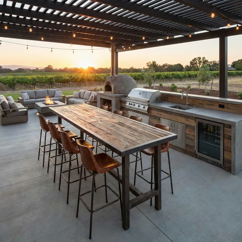 Stylish Outdoor Kitchen with Bar Height Seating