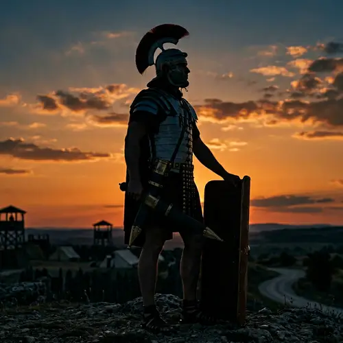 Ancient Roman Soldier Silhouette Holding a Sword