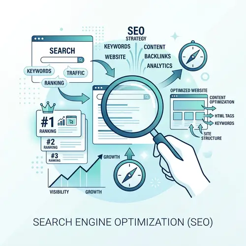 Minimalist SEO Digital Illustration - Effective Optimization