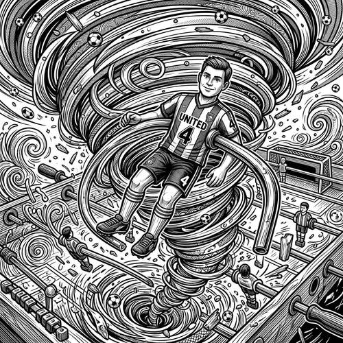 Black and White Tornado Foosball Character Vector Illustration