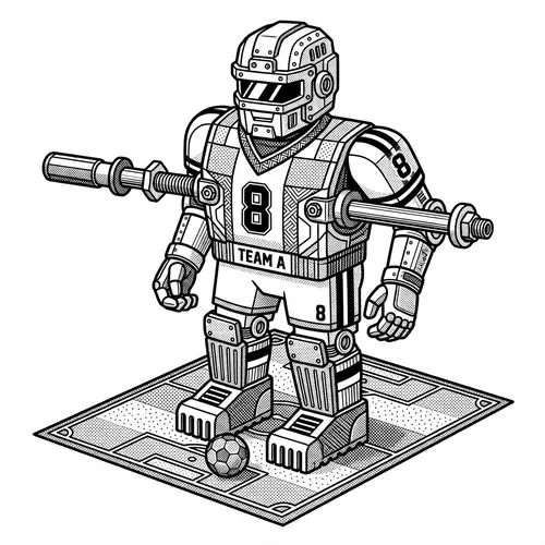 Detailed Black and White Foosball Character Vector Illustration