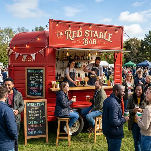 Unique Mobile Bar in Red Horse Box | Outdoor Event Drinks