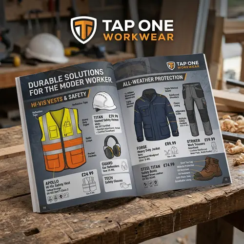 Tap One Workwear Catalogue | Hi-Vis Vests, Work Boots & More