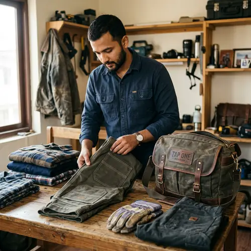 South Asian Man Packing Robust Workwear | Tap One Workwear