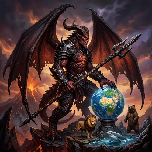 Dominant Demon with Spear: A Symbol of Power