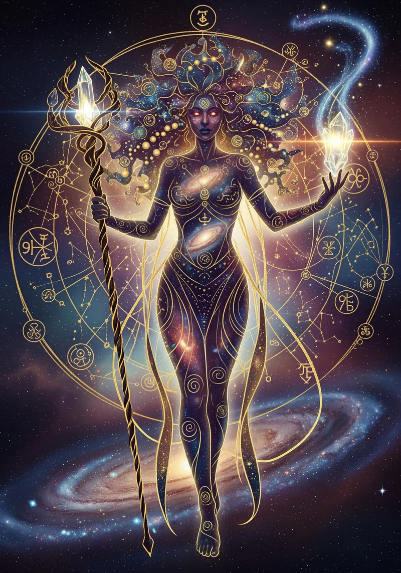 Celestial Goddess Art: Mythical Gold Outline Celestial Goddess Art: Mythical Gold Outline