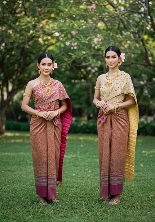 Elegant Thai Women in Traditional Costumes