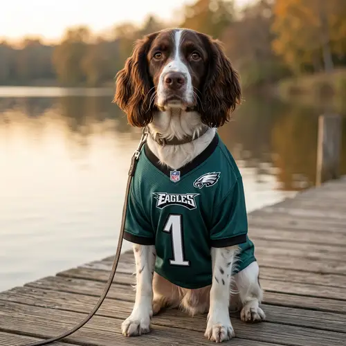 Adorable Dog in Philly Eagles Jersey