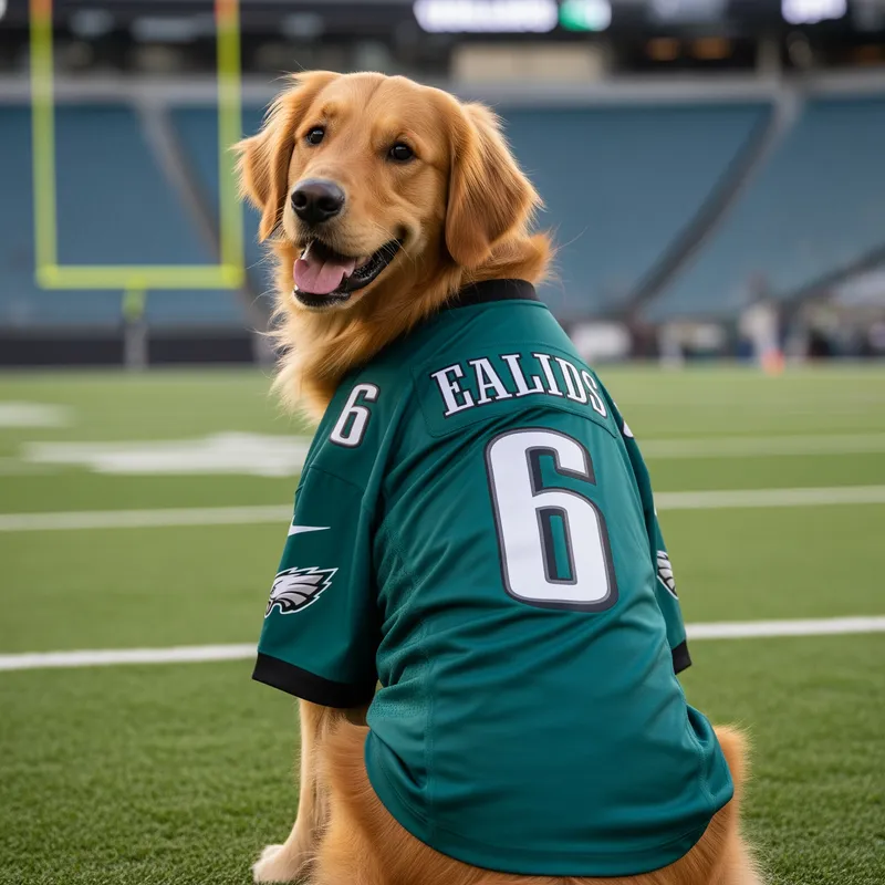 Adorable Dog in Philly Eagles Jersey