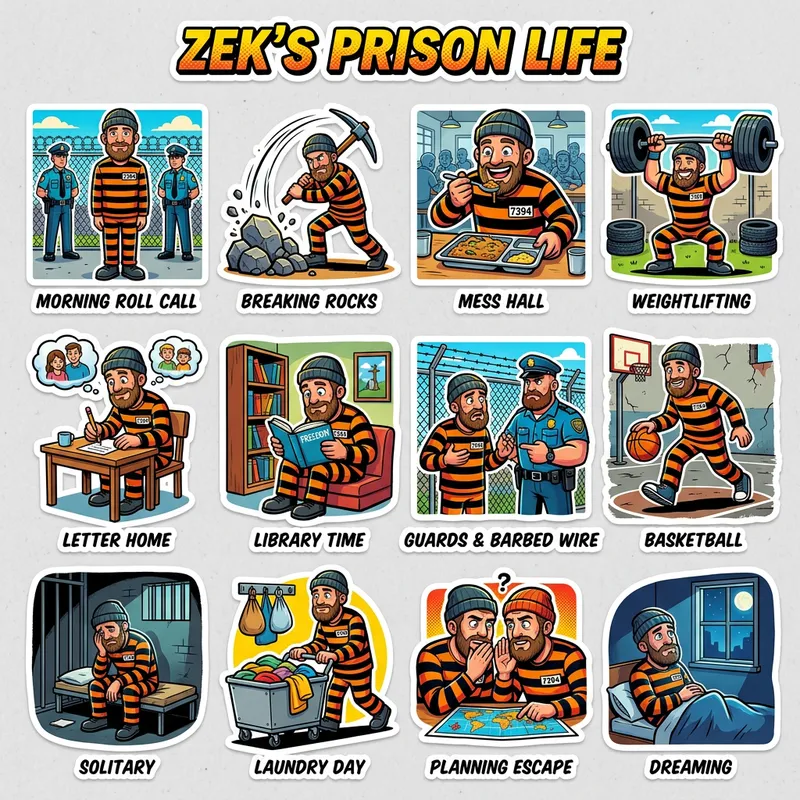 Vibrant Prisoner Sticker Pack - 12 Unique Designs Vibrant Prisoner Sticker Pack - 12 Unique Designs