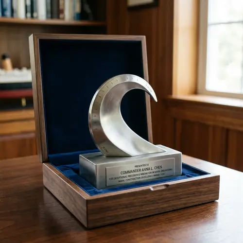 Modern Wave and Ruler Trophy Design | Stainless Steel or Aluminum
