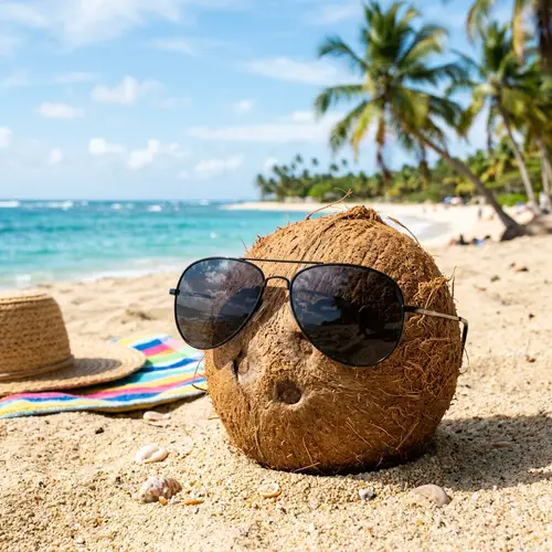Coconut with Sunglasses - Tropical Fun!