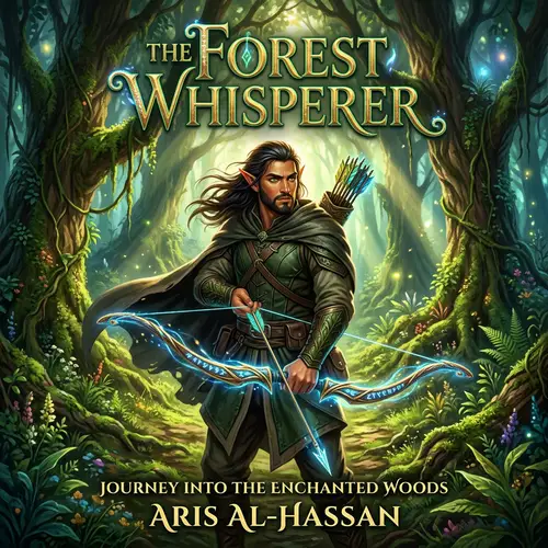 Epic Fantasy Book Cover: Elf Archer in Enchanted Forest