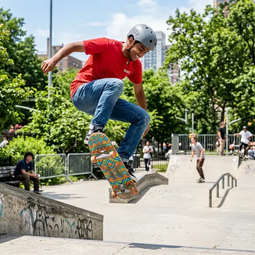 Young South Asian Male Skateboarder Performing Trick
