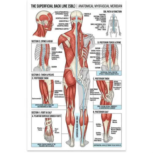 Simple Anatomy Superficial Back Line | Human Body Illustration