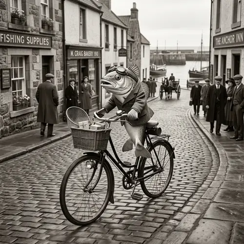 Fish Riding a Bicycle - Unique Art Design
