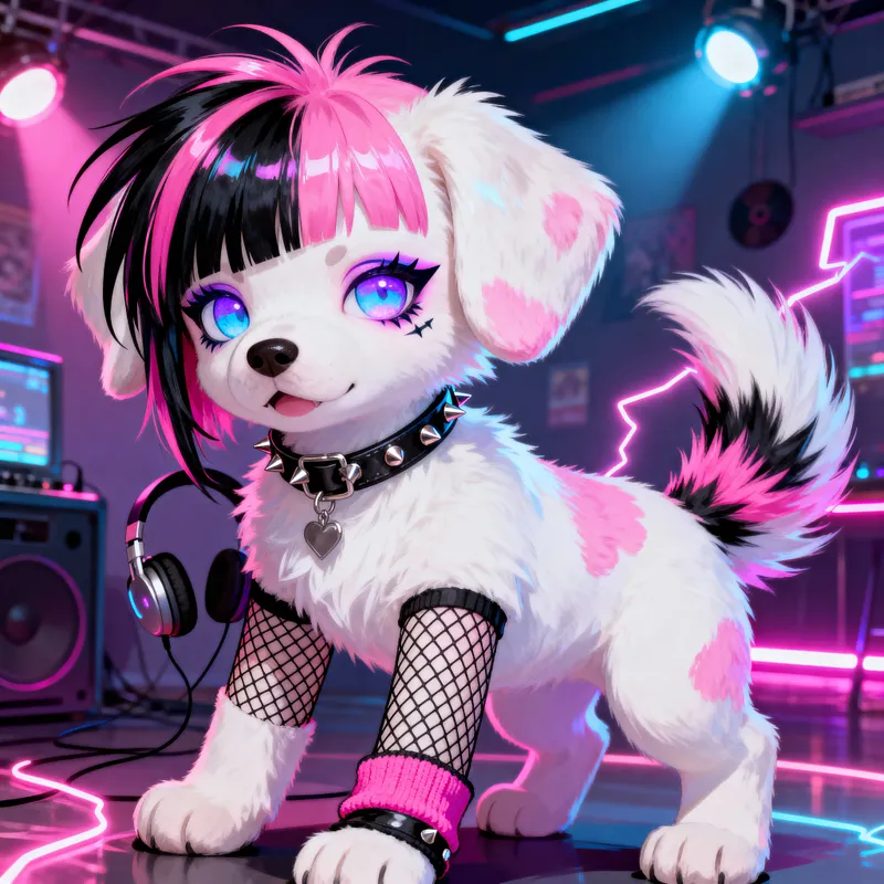 Punk Scene Queen Puppy Girl: A Neon Fursona