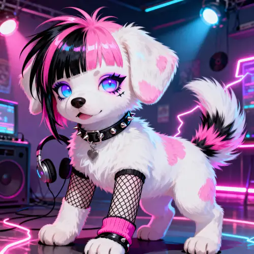 Punk Scene Queen Puppy Girl: A Neon Fursona