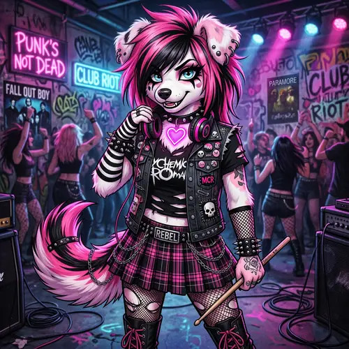 Punk Scene Queen Puppy Girl: A Neon Fursona