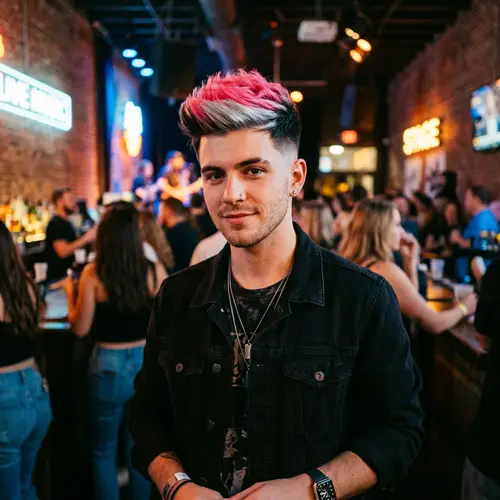 Trendy Hairstyle with Pink, Black & Silver Colors