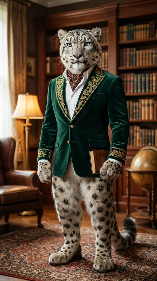 Majestic Anthropomorphic Snow Leopard Portrait