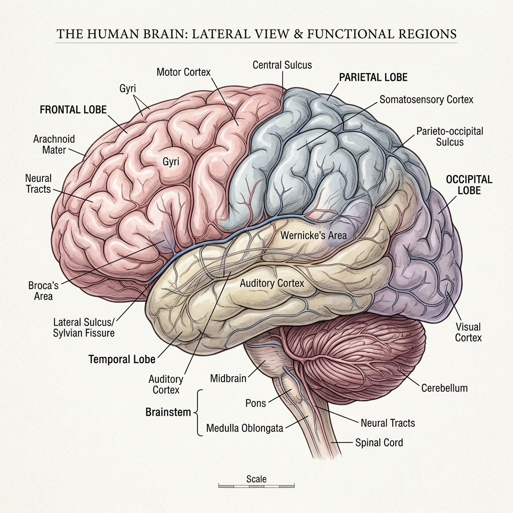 Detailed Image of Human Brain from Lateral View | AI Art Generator