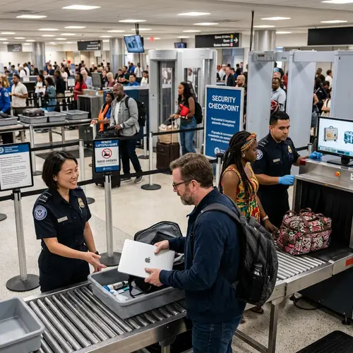 Diverse Airport Security Checkpoint | TSA Procedures and Efficiency