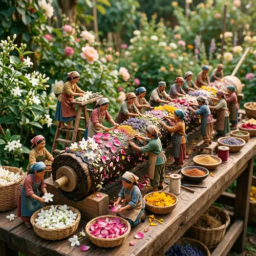 Tiny Workers Creating Fragrant Incense Sticks