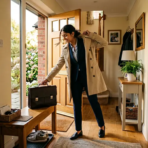 South Asian Teenage Girl Multitasking at Home with Briefcase