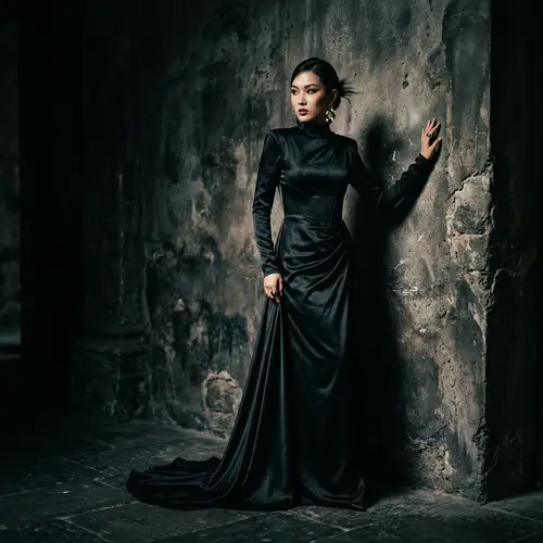 Elegant East Asian Woman in High-Fashion Portrait
