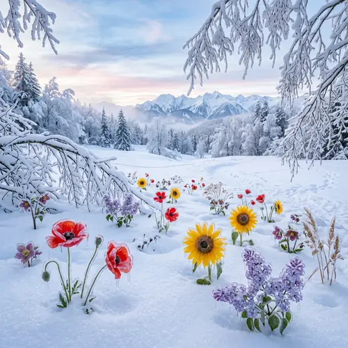 Winter Flowers: Stunning Frozen Beauty in Serene Landscape