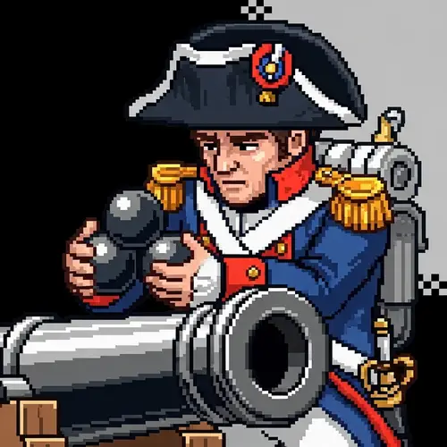 8-Bit Pixel Art Soldier with Canon - French Revolution