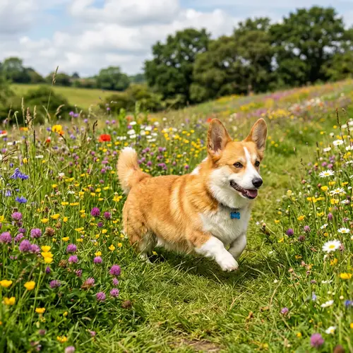Adorable Welsh Corgi Trotting in Green Meadow | Cute Corgi Dog