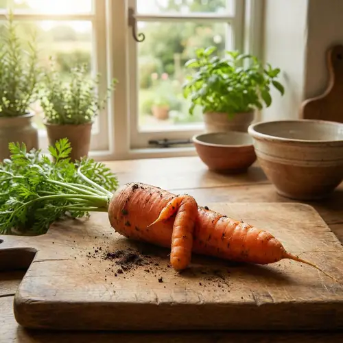 Vibrant Orange Carrot with Unique '1' Shape | Farm Fresh Produce