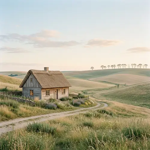 Minimalist Pastoral House in Tranquil Landscape