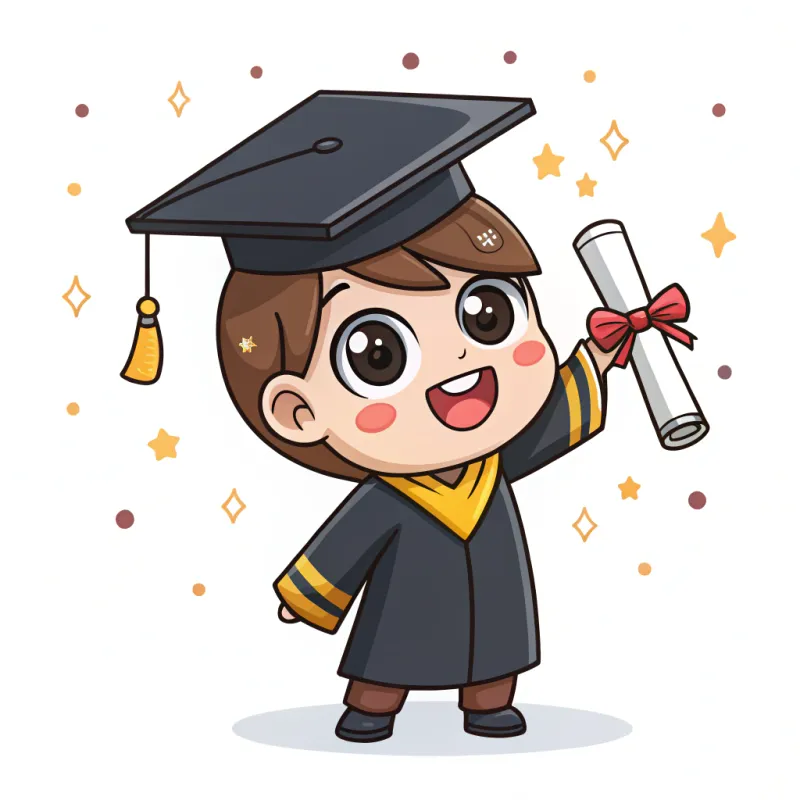Cute Chibi Graduation Character Illustration Cute Chibi Graduation Character Illustration