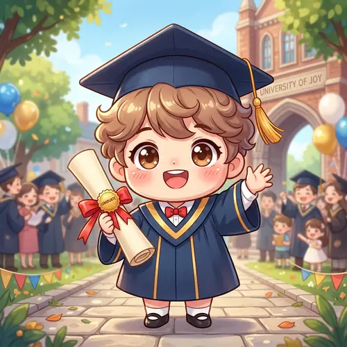 Cute Chibi Graduation Character Illustration