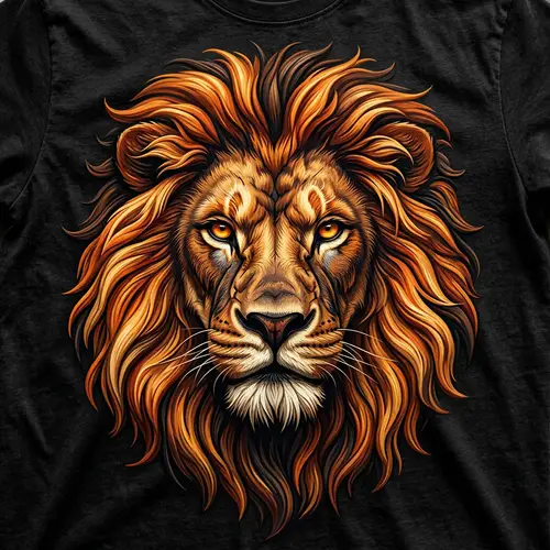 3D Lion Face T-Shirt Design | Majestic Mane & Piercing Eyes