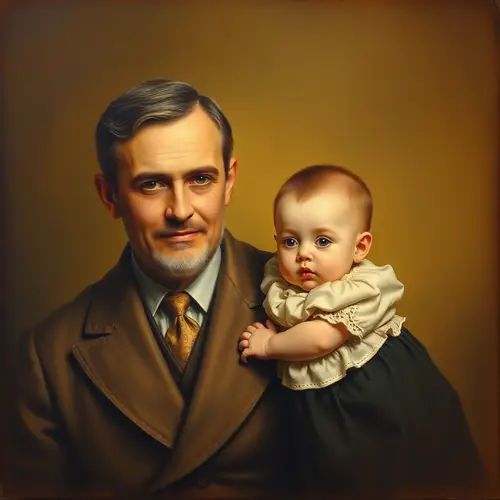 Vintage Portrait of Father and Baby