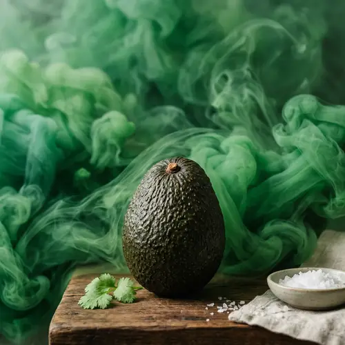 Fragrant Avocado with Green Smoke Background