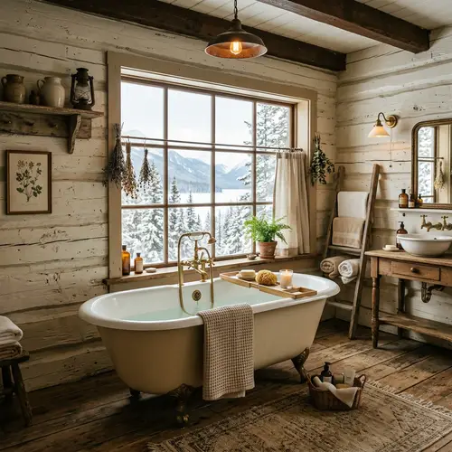 Vintage Log Cabin Bathroom Decor Ideas
