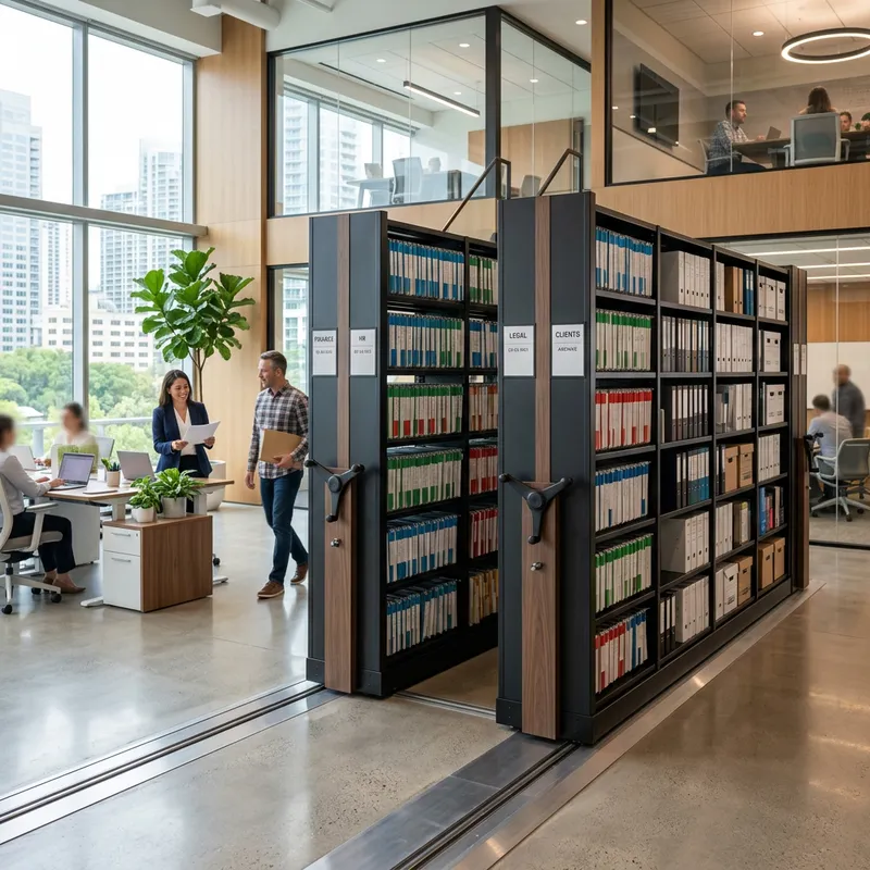 Mobile File System in Office Space with Interior Design Sense