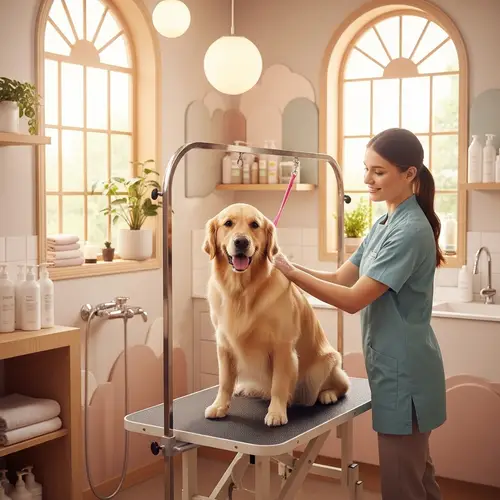 Beautiful Pet Grooming Environment with Gentle Lighting