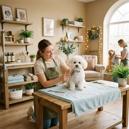 Beautiful Pet Grooming Environment with Gentle Lighting