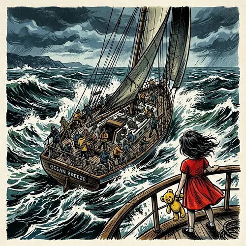 Vibrant Sailboat Adventure in Turbulent Seas