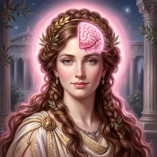 Pink Themed Greek Goddess Head with Visible Brain