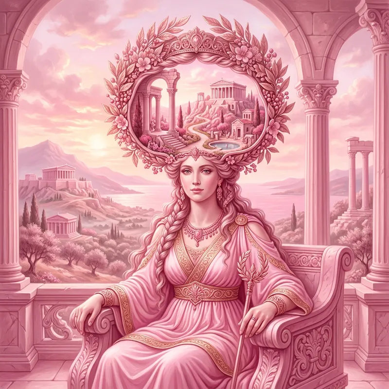Surreal Greek Goddess with Dreamy Landscape
