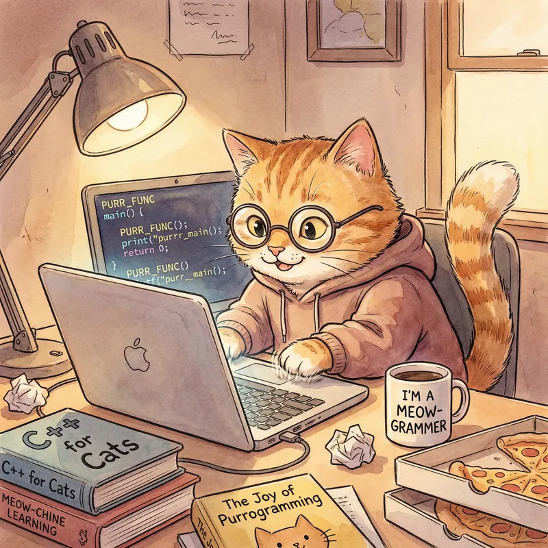 Cute Cat Programmer: Feline Coding Genius