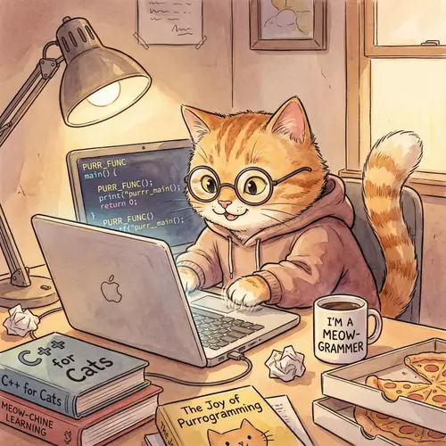 Cute Cat Programmer: Feline Coding Genius